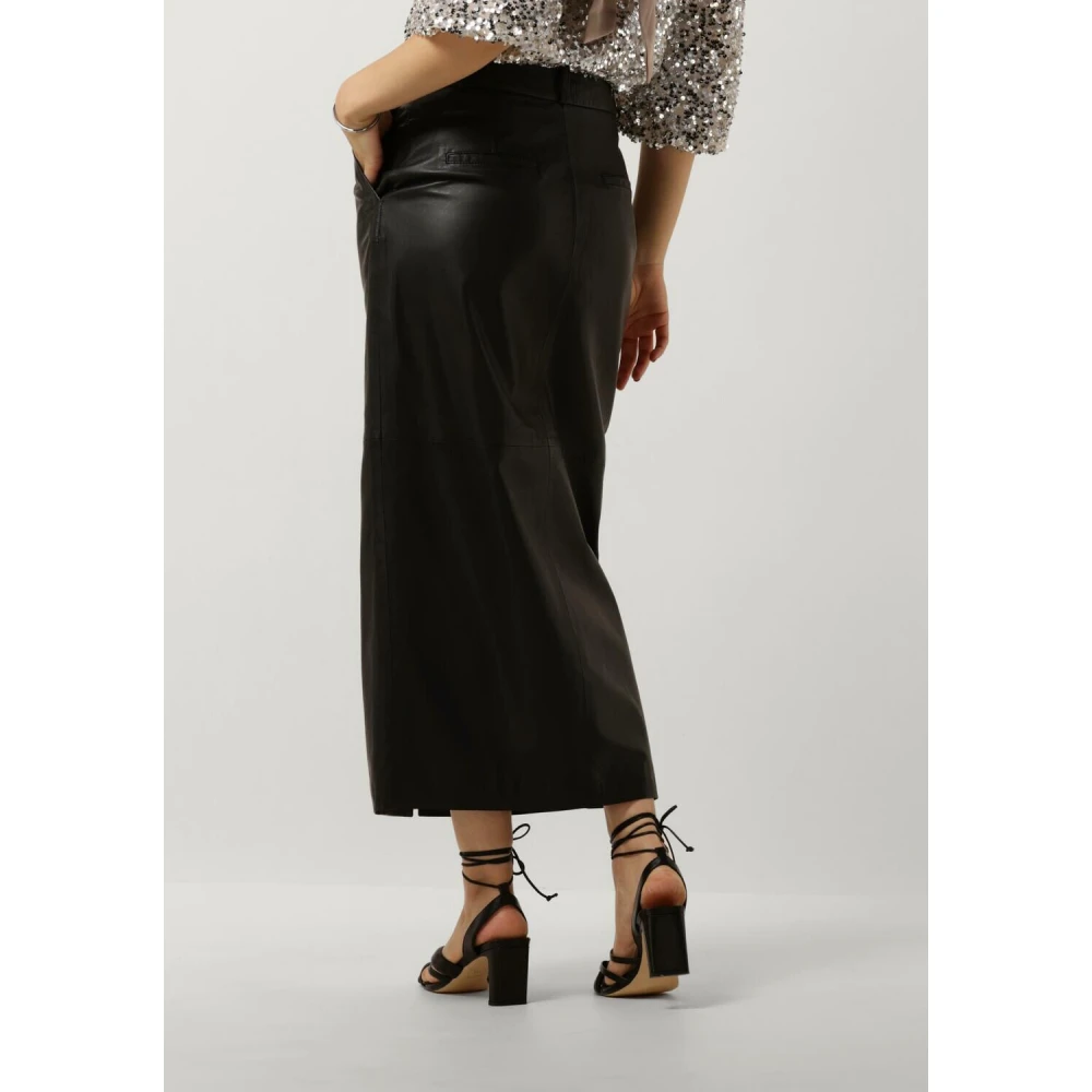 Ibana Zwarte Leren Kokerrok Black Dames
