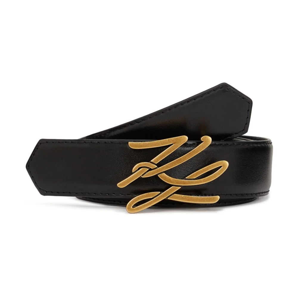 Karl Lagerfeld Zwart Riem Gouden Logo Gesp Black Dames