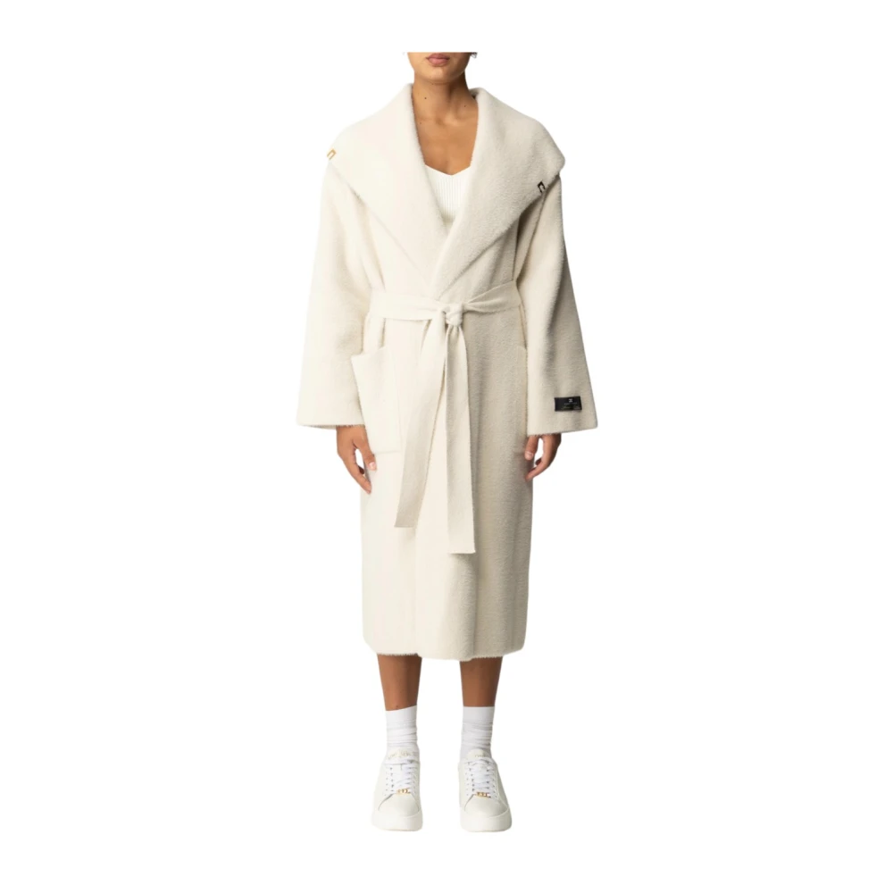 Elisabetta Franchi Stijlvolle Wollen Jas Beige Dames