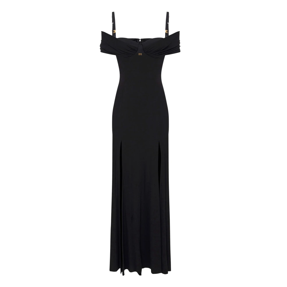 Elisabetta Franchi Zwarte Elegante Jurk Black Dames