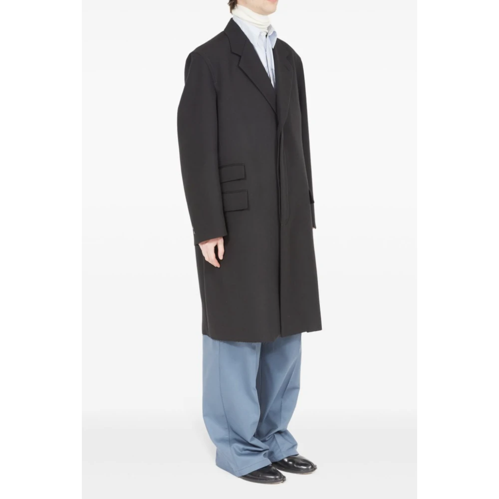 Maison Margiela Zwarte Gestikte Jas Black Heren