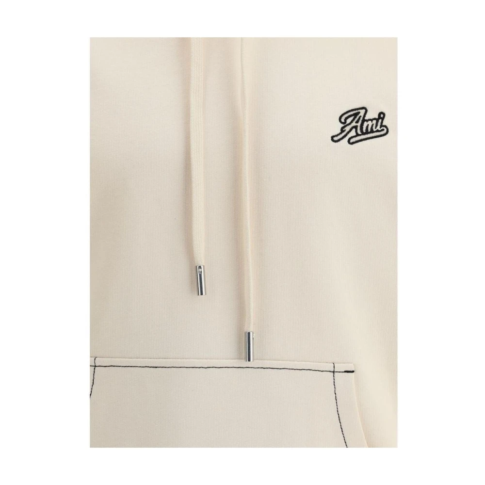 Ami Paris Moderne Hoodie met Logo en Rits Beige Heren