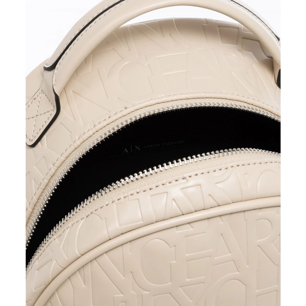 Armani Exchange Logo Patroon Rits Rugzak met Zakken Beige Dames