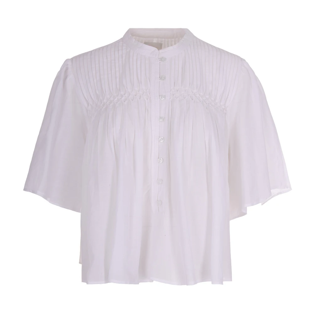 Marant Étoile Women's White Pleated Smocked Blouse