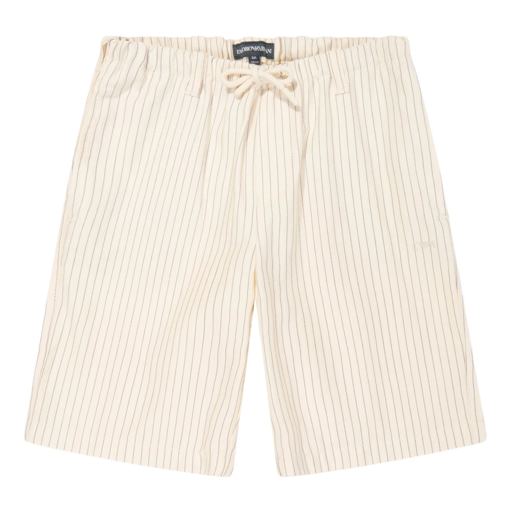 Emporio Armani Boys Beige Shorts, 8 Y, Striped Linen Shorts