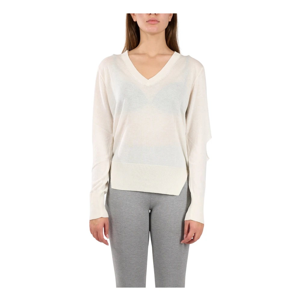 Akep V-hals Wollen Trui Beige Dames