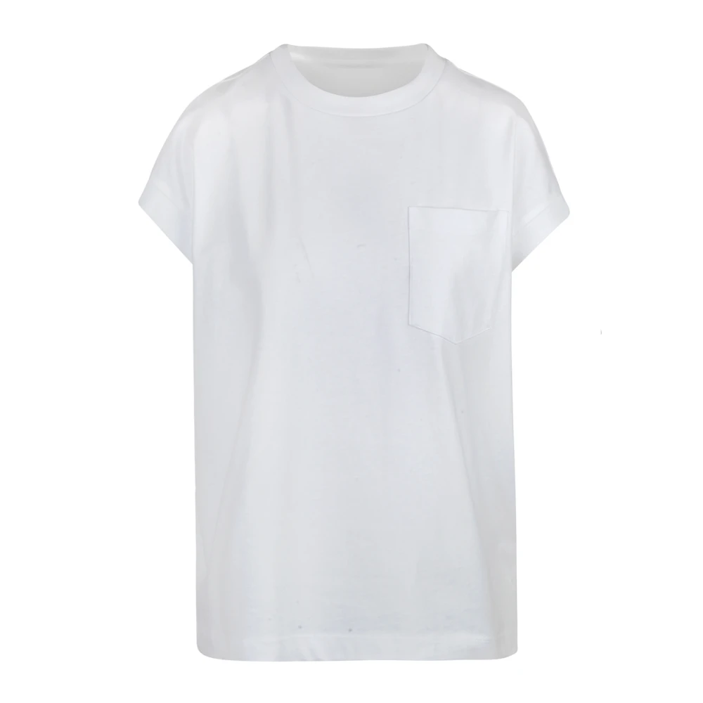 Liviana Conti Katoenen T-shirt met Geribbelde Kraag White Dames