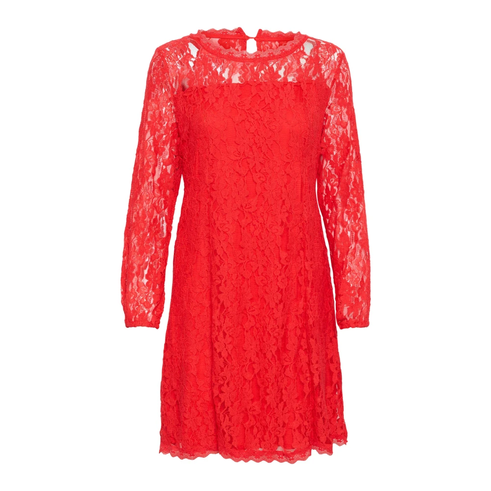 Cream Kanten jurk met pofmouwen Red Dames
