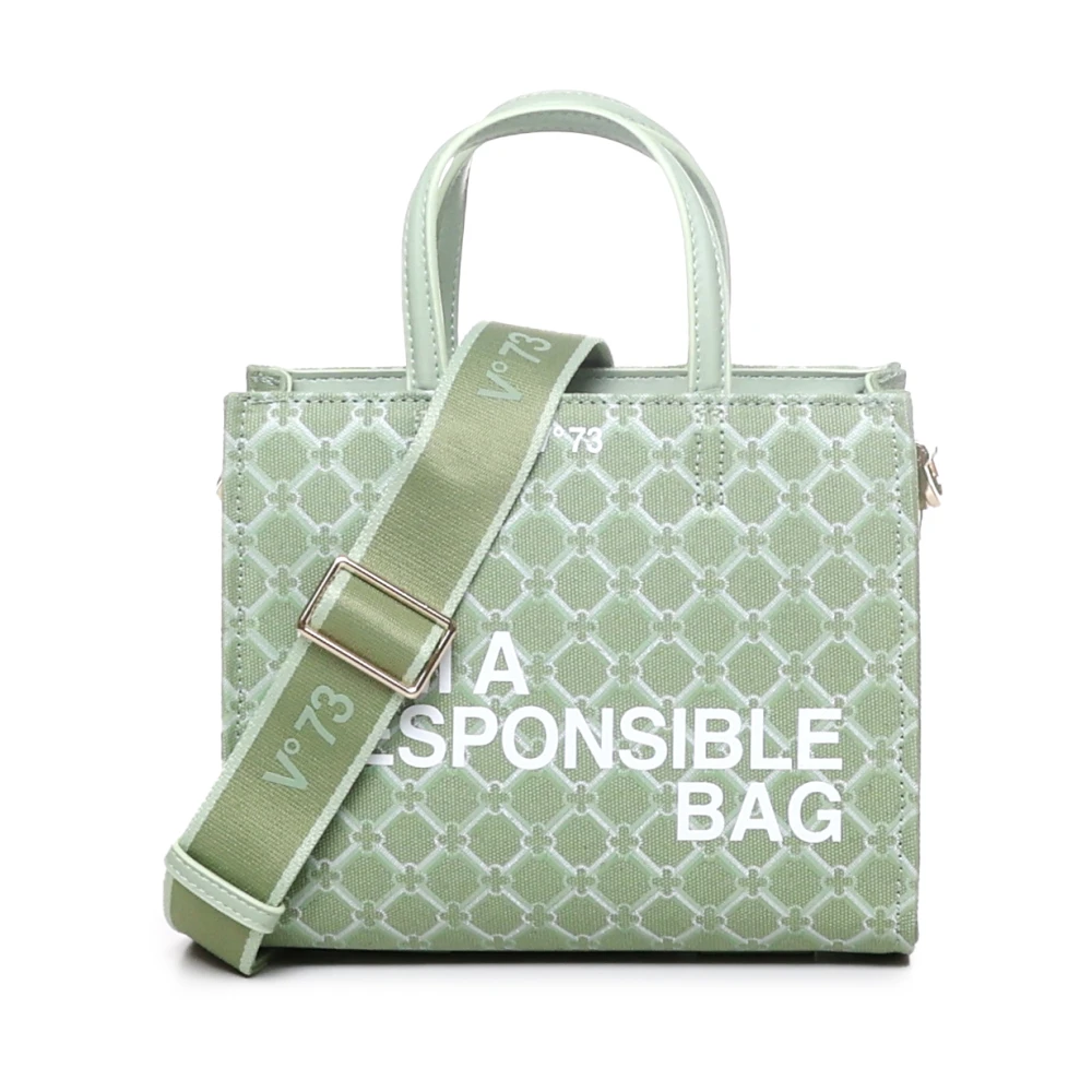 V73 Geometrische Print Eco-Vriendelijke Rits Tas Green Dames