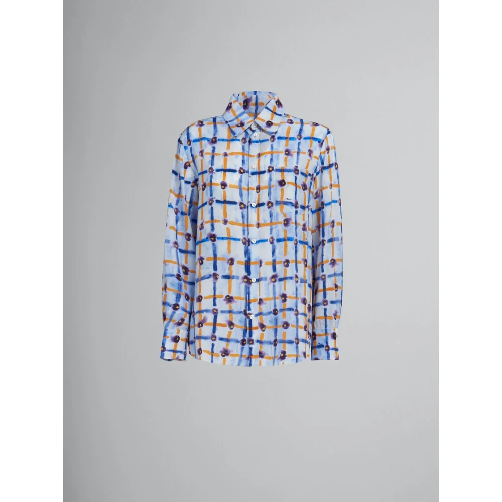 Marni Zijden Saraband Print Shirt Blue Dames