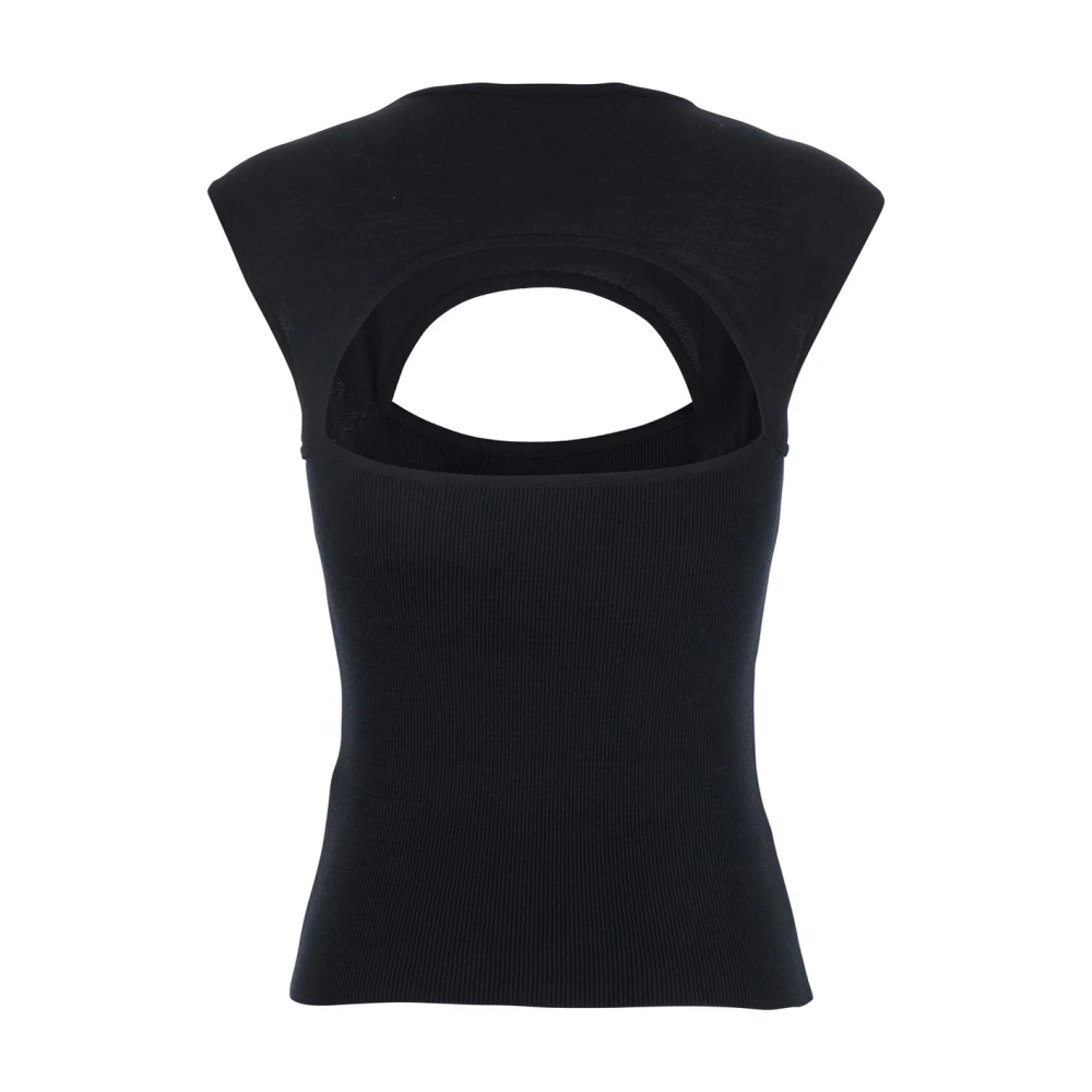 Federica Tosi Zwarte Top met Juweel Detail in Viscose Mix Black Dames