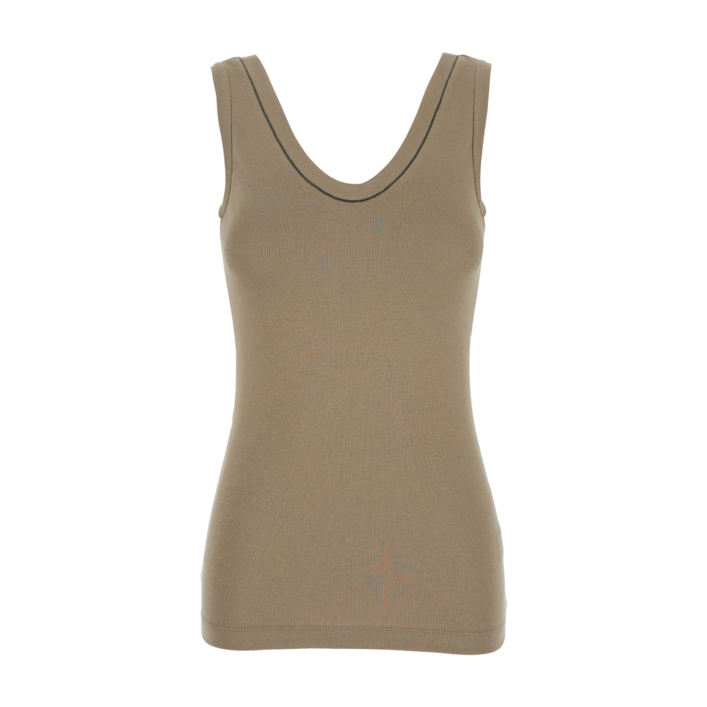 BRUNELLO CUCINELLI Mouwloze Top met Monile Detail Beige Dames