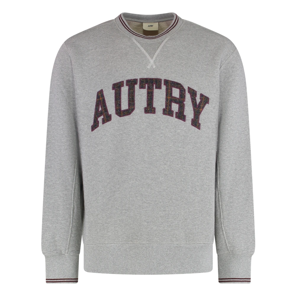 Autry Men's Gray Sweatshirts, S, Logo Detail Cotton Sweatshirt