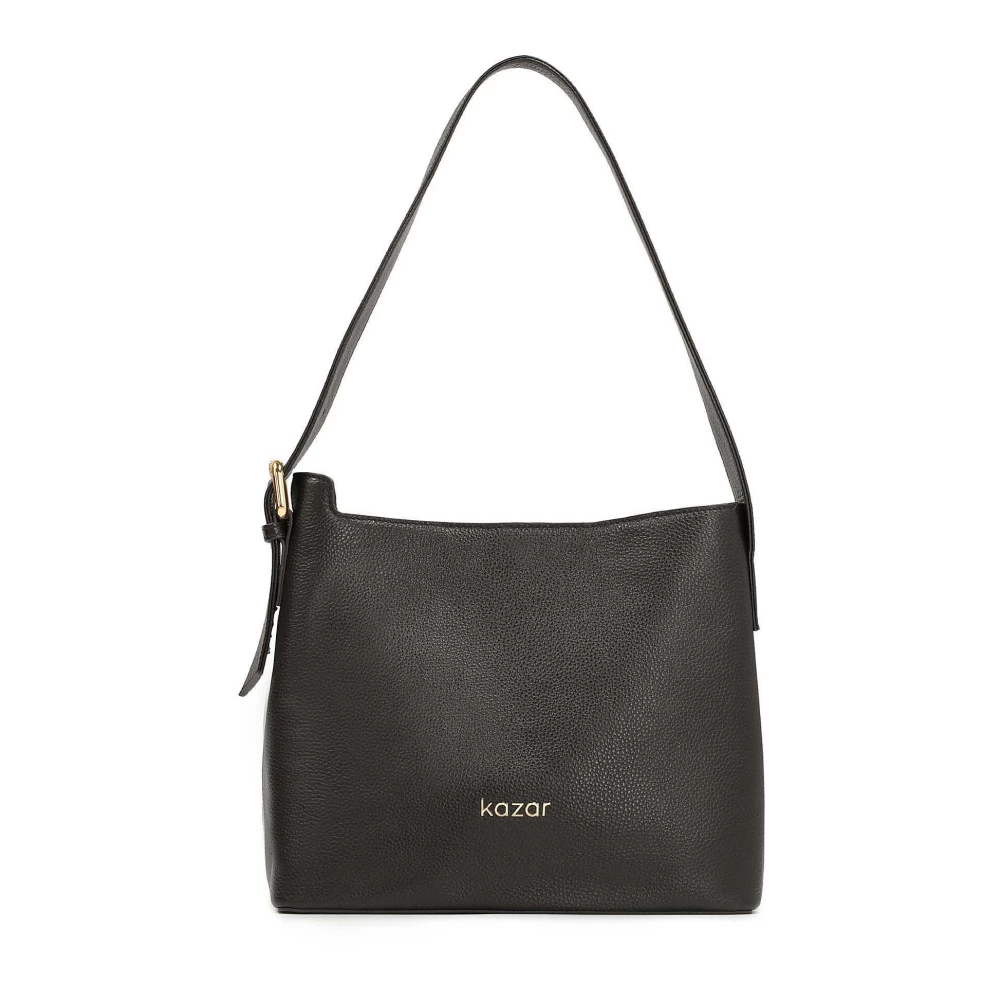 Kazar Zwarte Leren Minimalistische Stijl Arm Tas Black Dames