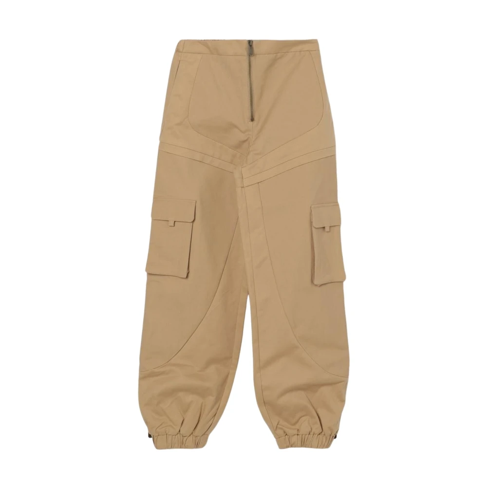 Pinko Boys Beige Trousers, 13 Y, Kids Cargo Trousers With Cupped Hem
