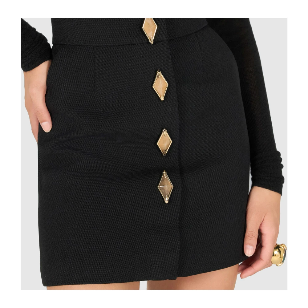 Roberto Cavalli Minirok met juweelknopen en zakken Black Dames