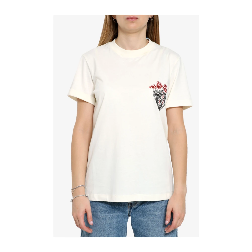 Msgm Denim Wide Leg Jeans Wit White Dames