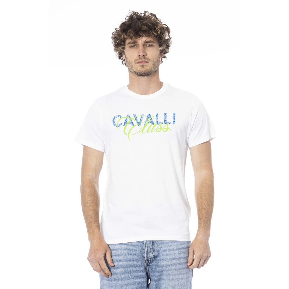 Cavalli Class Kortärmad T-shirt med Logotyptryck White, Herr