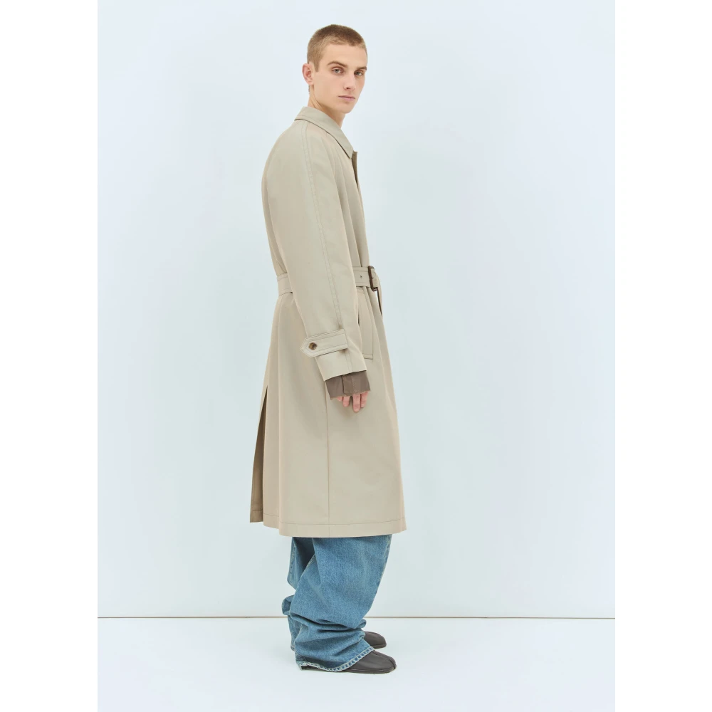 Maison Margiela Katoenen Trenchcoat met Verlengde Manchetten Beige Heren