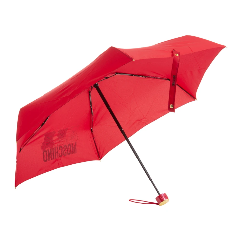 Moschino Gestreepte Supermini Paraplu met Drukknoopsluiting Red Dames