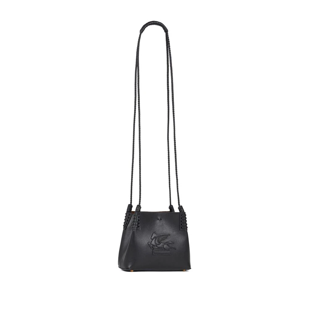 ETRO Zwarte Leren Kliksluiting Schoudertas Black Dames