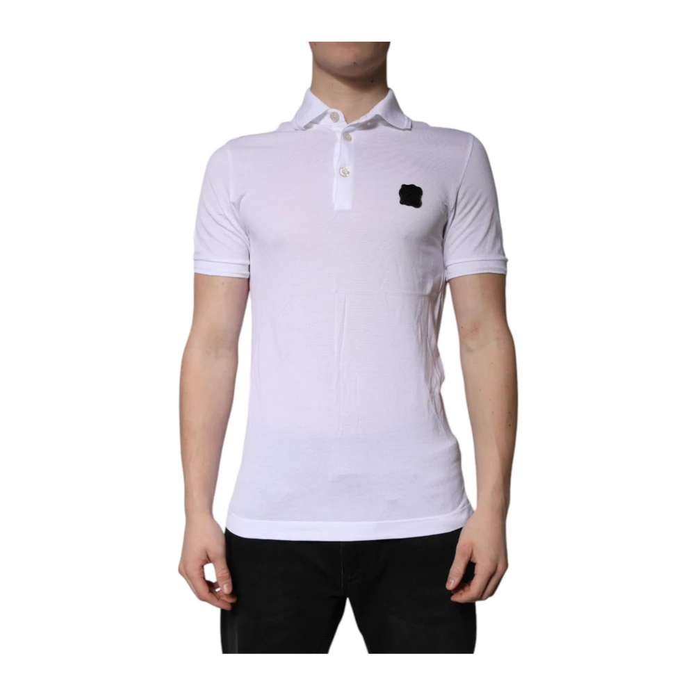 Dolce & Gabbana White Cotton Logo Collared Polo T-shirt - IT44 | XS - Image 3