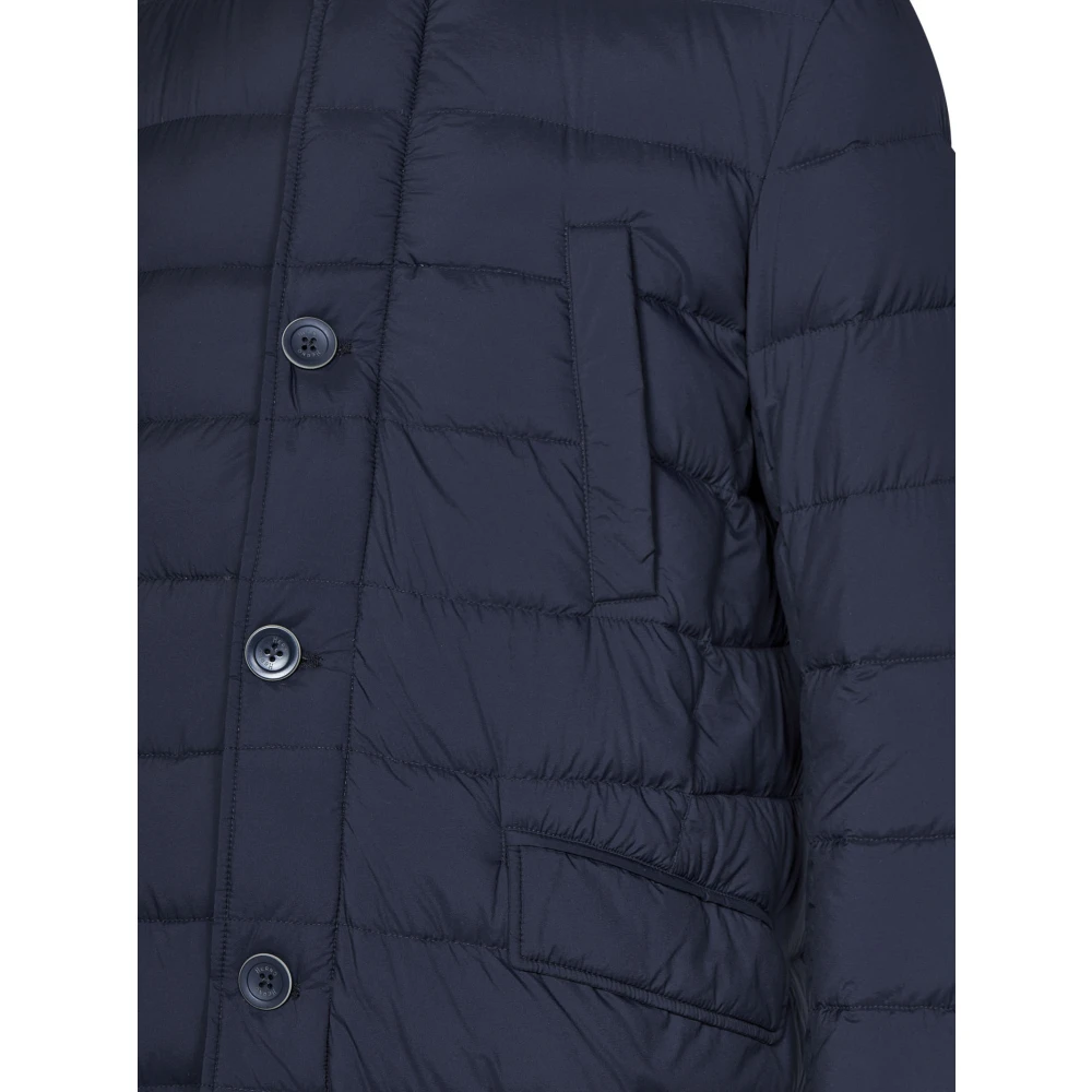 Herno Blauwe Gewatteerde Slim Fit Jas Blue Heren