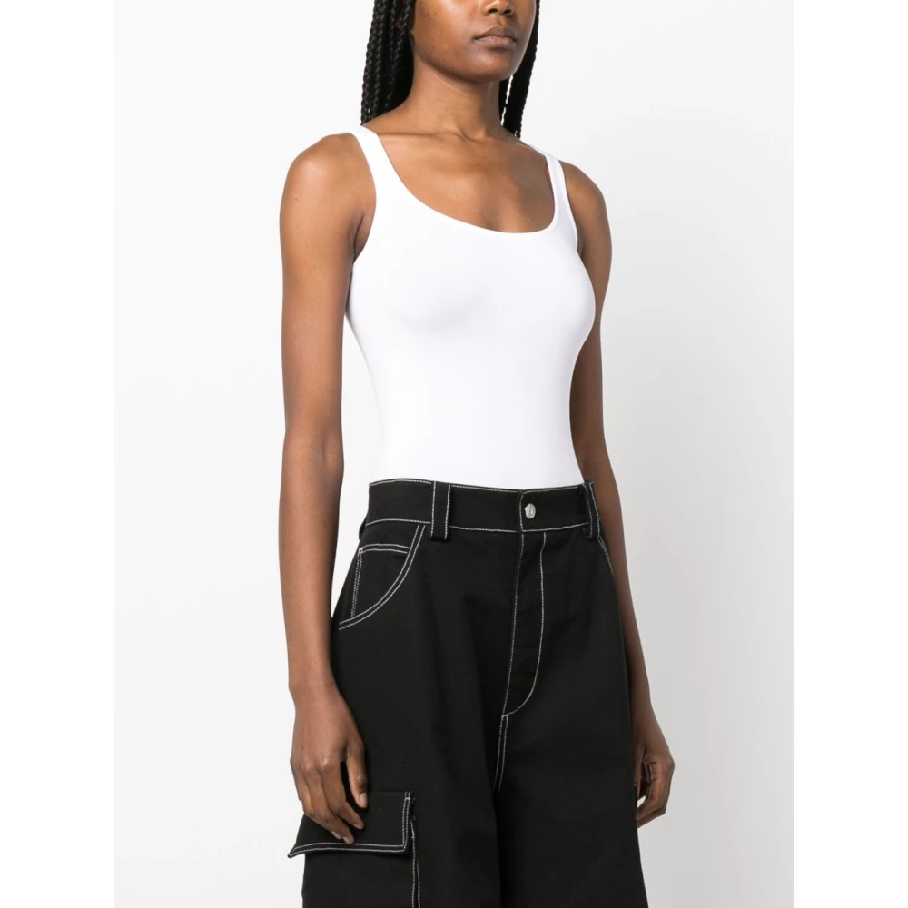 Wolford Witte Gebreide Top Hoge Glans Afwerking White Dames