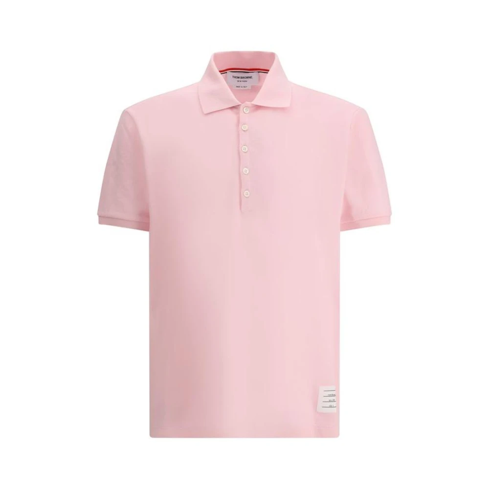 Thom Browne Men's Pink Polo Shirts, S, Classic Polo Jumper Short Sleeves