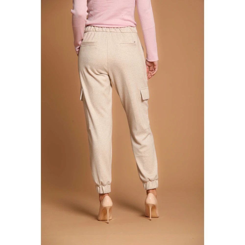 Mason's Beige Cargo Broek Relaxte Pasvorm Jersey Beige Dames