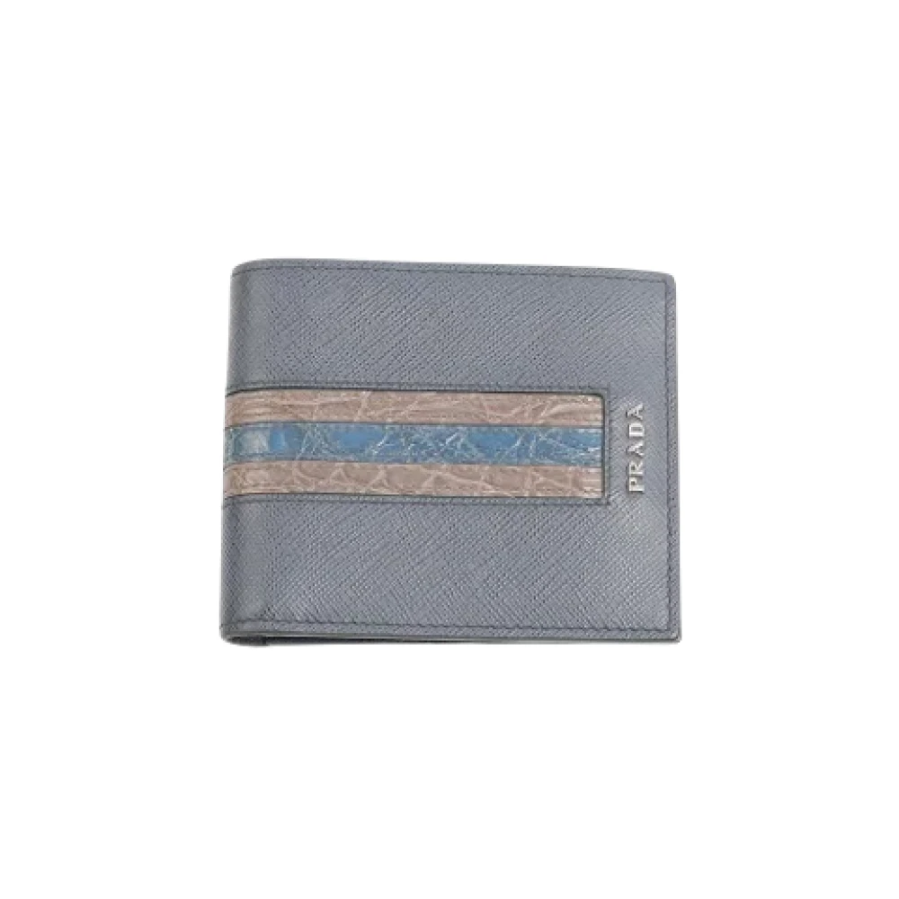 Prada Vintage Pre-owned Leather wallets Blue Heren