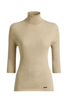 Beige Ull Polo Hals Topp