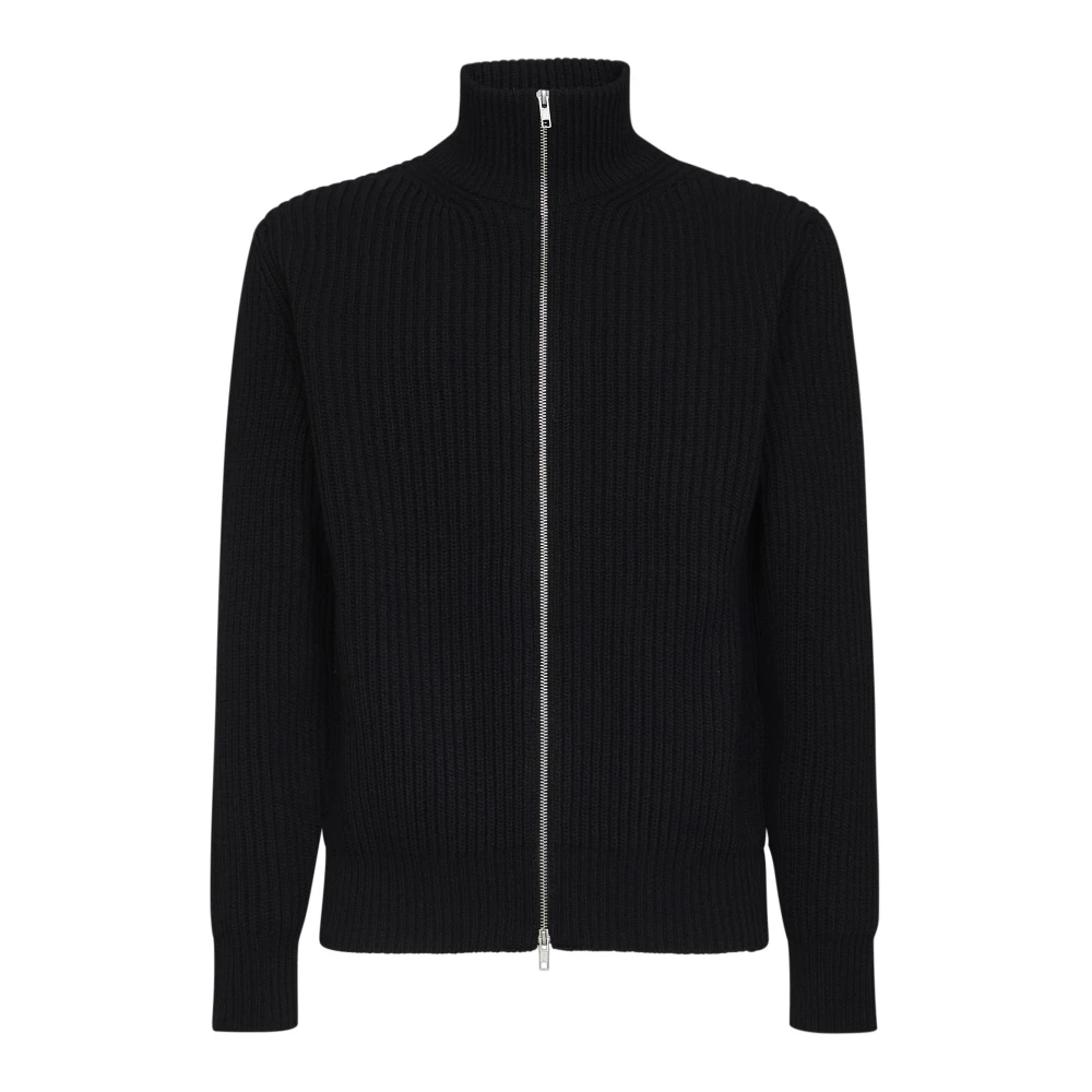 Mm6 Maison Margiela Men's Blue Ribbed Zip Cardigan - Cardigans - S - Knitwear