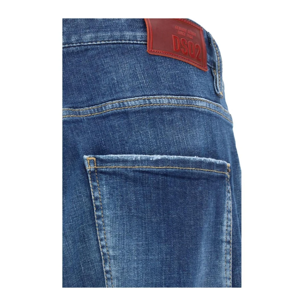 Dsquared2 Klassieke Straight-Leg Katoenen Jeans met Leer Blue Heren
