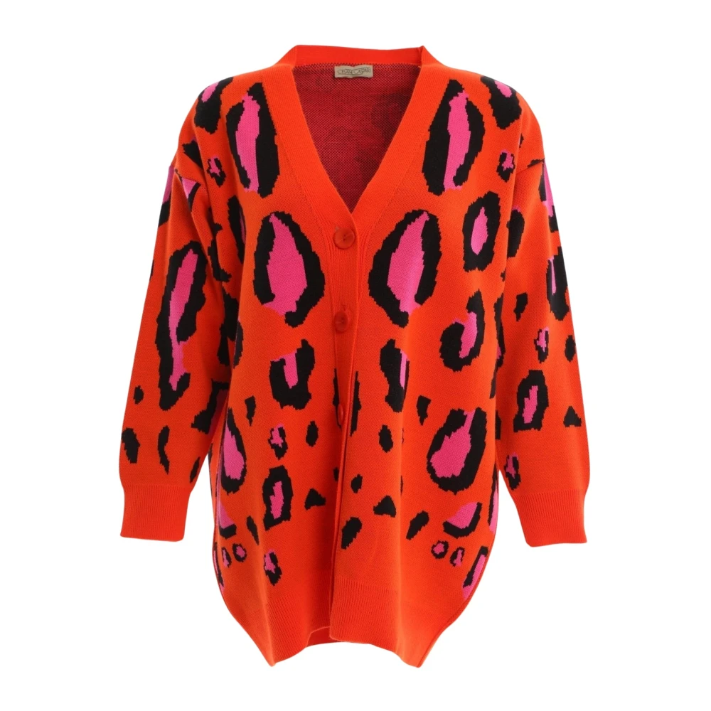 Cesare Gaspari Vibrant Oversized Cardigan - Orange Orange, Dam