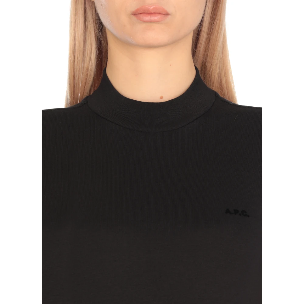 A.p.c. Zwart Katoenen T-shirt Ronde Hals Korte Mouwen Black Dames