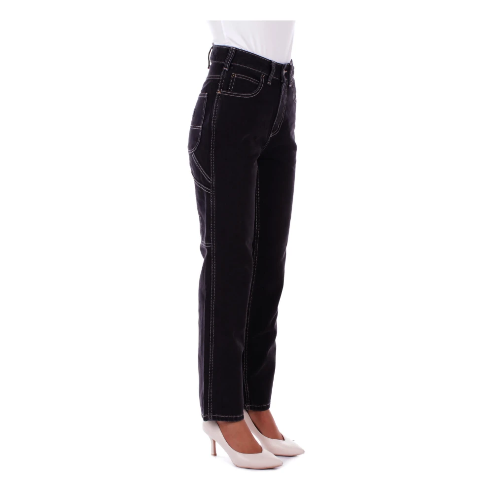 Dickies Zwarte Logo Jeans Regular Fit Black Dames