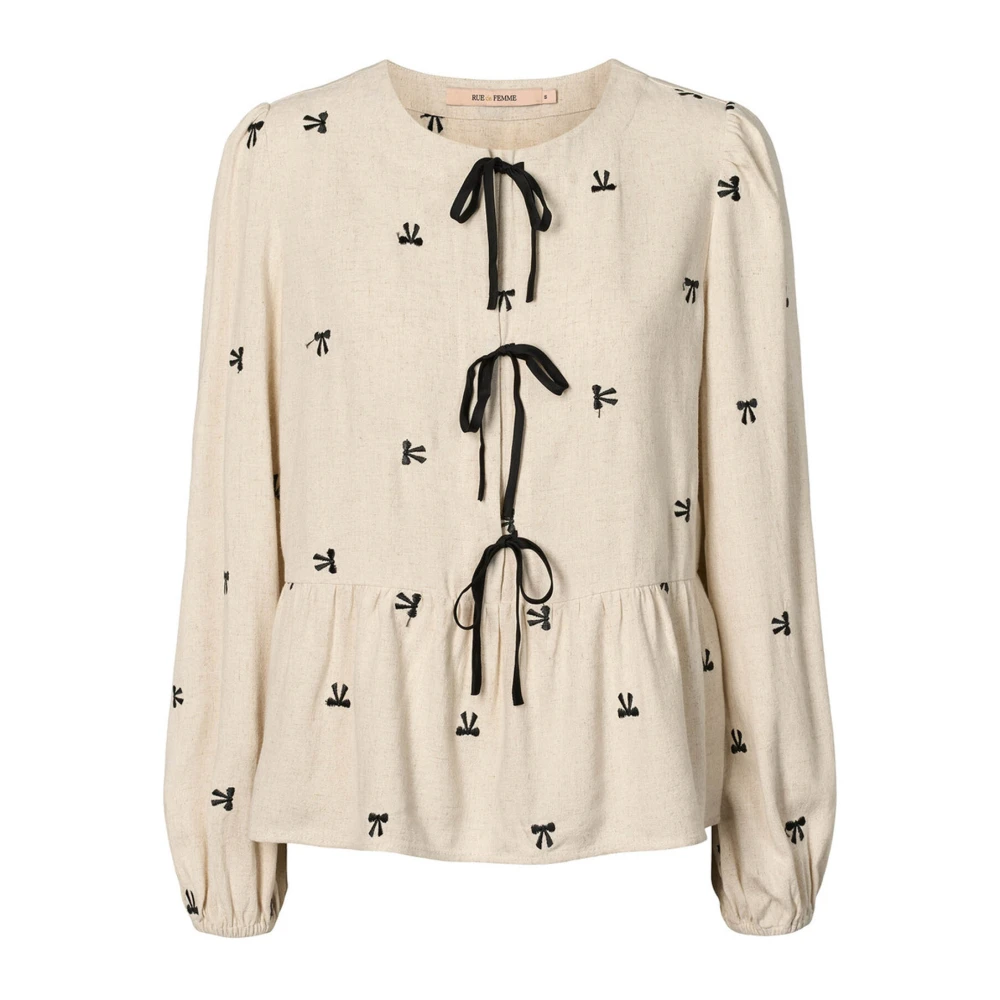 RUE de Femme Romantische Blouse met Geborduurde Details Beige Dames
