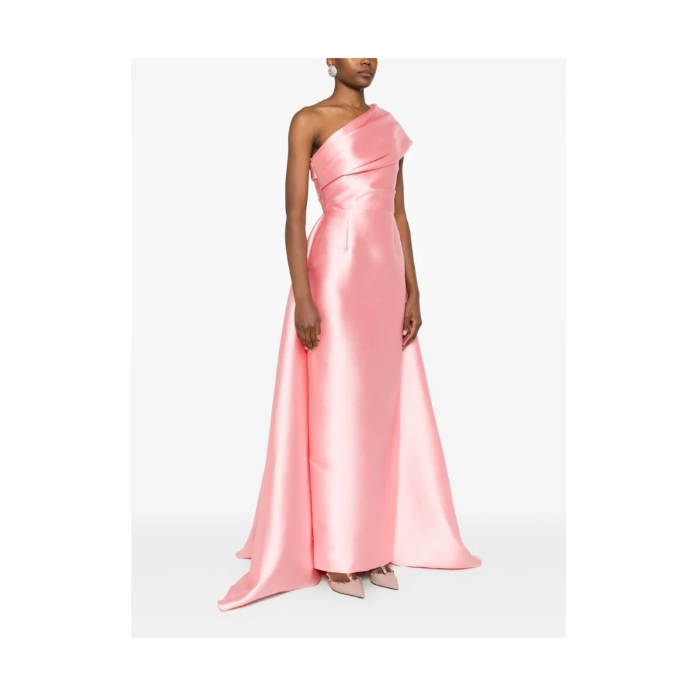 Solace London Roze Satijnen One-Shoulder Jurk Pink Dames