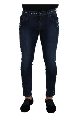 Lyxiga Denim Jeans med nitar