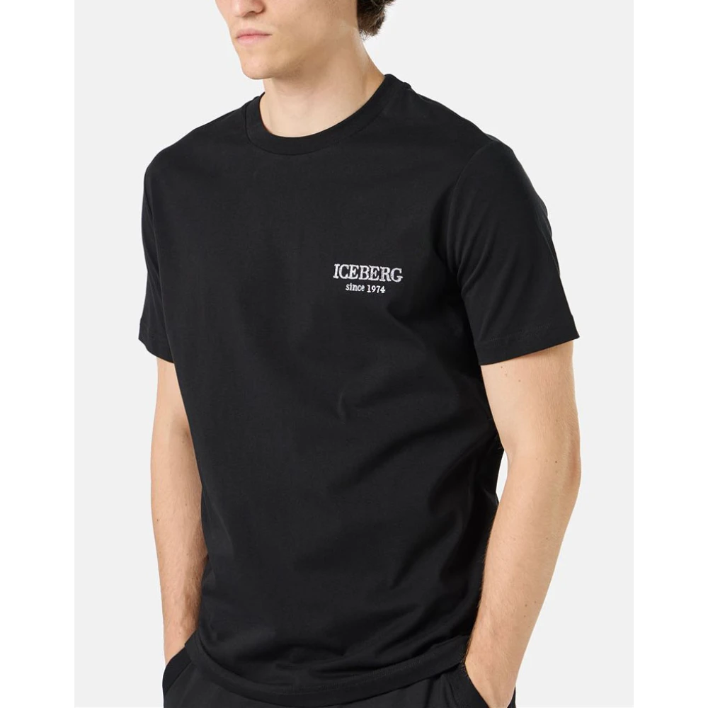 Iceberg Zwarte crewneck sweatshirt met geborduurd logo Black Heren