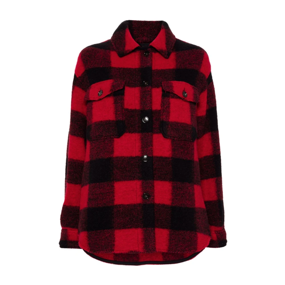 Woolrich Rood Geruite Jas Red Dames