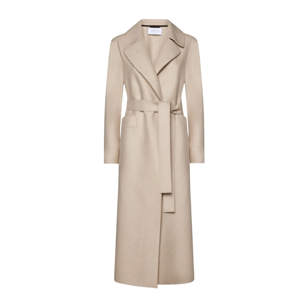 Harris Wharf London Crèmekleurige Lange Maxi Jas met Riem Beige Dames
