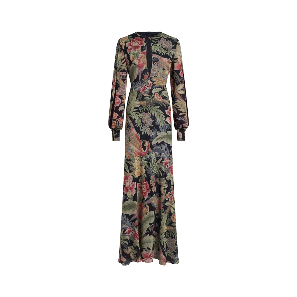 ETRO Bloemenprint Zijden Chiffon Lange Jurk Multicolor Dames