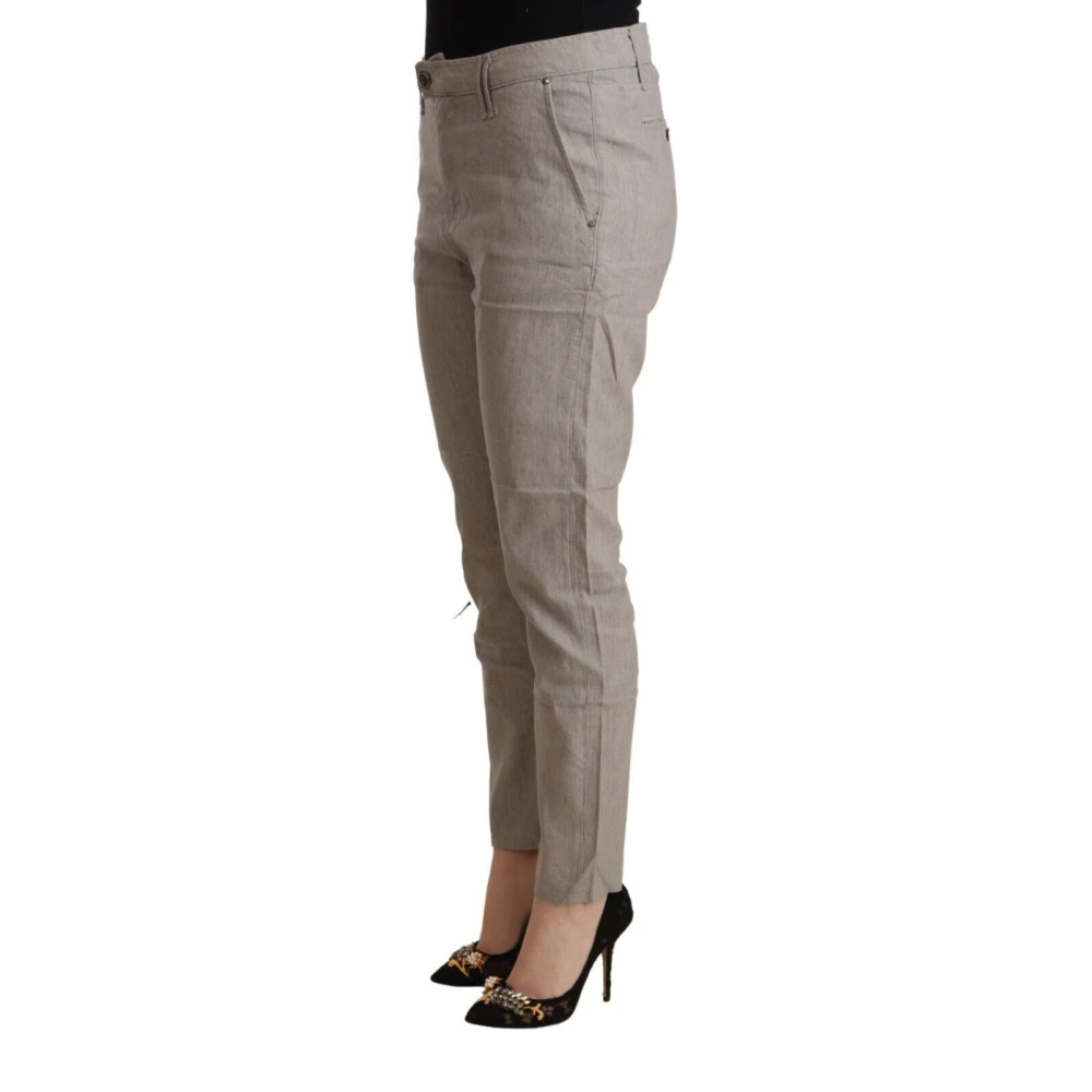 Cycle Elegante Lichtgrijze Linnen Tapered Broek Gray Dames