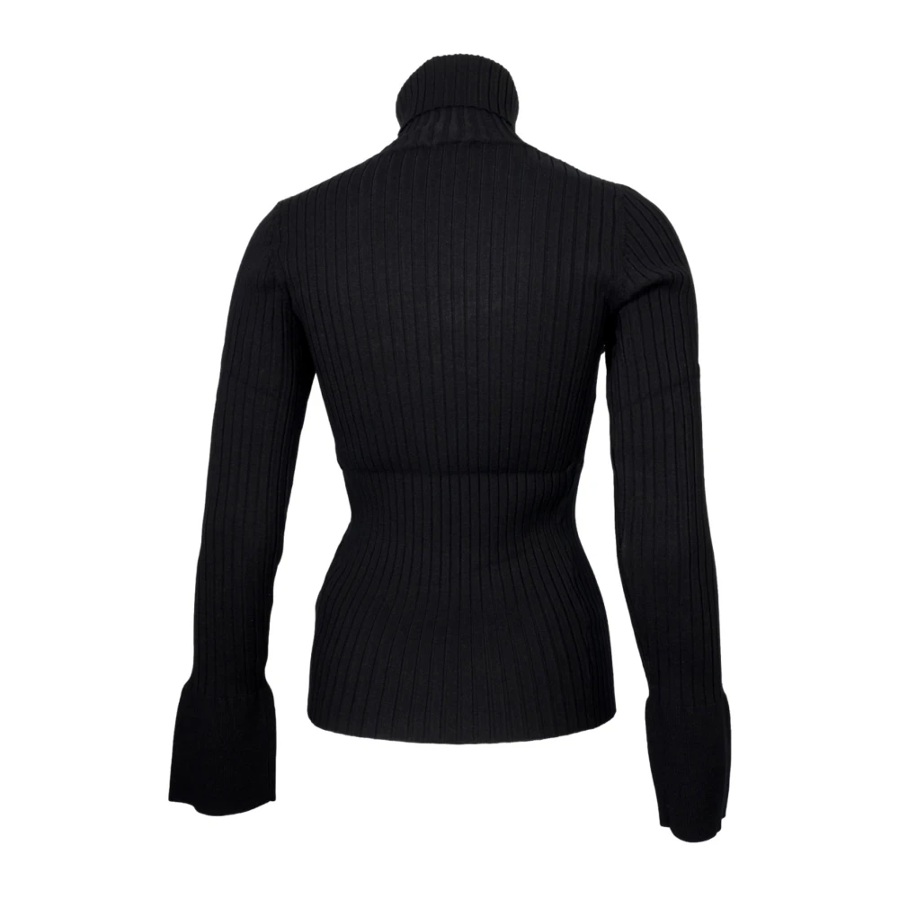 Kaos Geribbelde coltrui zwart Black Dames