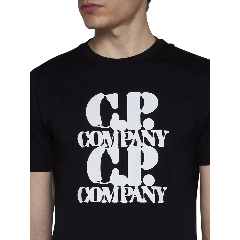 C.P. Company Logo Print Crew Neck T-shirt Black Heren