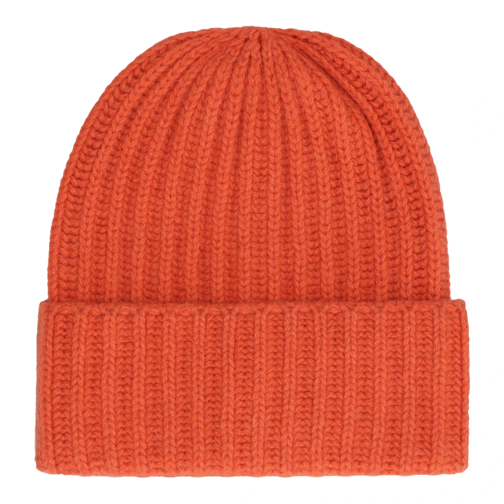 Malo Geribbelde gebreide kasjmiermuts Orange Unisex