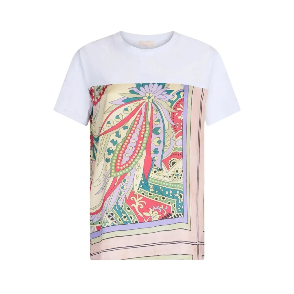 Liu Jo Multicolor T-Shirt I Bomullsjersey Med Satindetalj