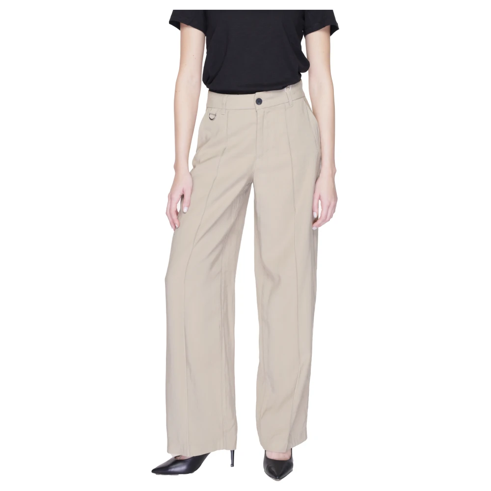 Only Beige Broek met Rits en Knoopsluiting Beige Dames